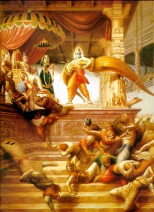 Rama breaks bow of Shiva