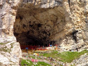 Pilgrimage to the holy Amarnath cave in Kashmir Himalayas. Amarnath cave is a Hindu shrine located in Jammu and Kashmir, India. It is dedicated to Shiva. The cave is situated at an altitude of 3,888 m. Amarnath cave shrine is considered to be one of the holiest shrines in Hinduism.