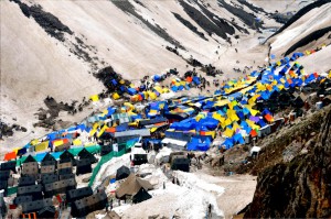 Pilgrimage to the holy Amarnath cave in Kashmir Himalayas. Amarnath cave is a Hindu shrine located in Jammu and Kashmir, India. It is dedicated to Shiva. The cave is situated at an altitude of 3,888 m. Amarnath cave shrine is considered to be one of the holiest shrines in Hinduism.