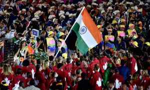 Abhinav Bindra carries the flag of India during the opening ceremony for the 2016 Summer Olympics in Rio de Janeiro, Brazil on August 5, 2016.