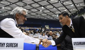 Actor Akshay Kumar with filmmaker Sanjay Leela Bhansali during the 66th National Film Awards function at Vigyan Bhavan in New Delhi