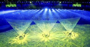 Actors perform during the opening ceremony in Maracana, Rio de Janeiro, Brazil on August 5, 2016