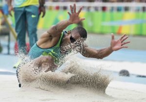 Brazil's Ricardo Costa de Oliveira competes during the Men’s Long Jump T11 Final at the Olympic Stadium. He went on to win Gold ahead of Lex Gillette USA (Silver) and Ruslan Katyshev UKR (Bronze). The Paralympic Games, Rio de Janeiro, Brazil, Thursday September 8, 2016.