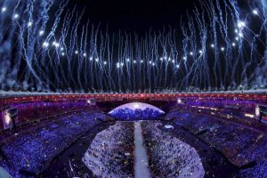 Fireworks are seen over Maracana Stadium during the opening ceremony at the 2016 Summer Olympics in Rio de Janeiro, Brazil on August 6, 2016.