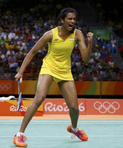 India’s Pusarla V Sindhu reacts during play against Spain’s Carolina Marin during their women’s singles Gold Medal badminton match at the Riocentro stadium in Rio de Janeiro on August 19, 2016, for the Rio 2016 Olympic Games. World No 1 Marin beat Sindhu 19-21, 21-12, 21-15 to win gold