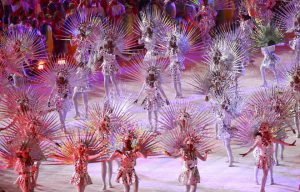 Performers take part in the closing ceremony of the Rio 2016 Olympic Games at the Maracana stadium in Rio de Janeiro on August 21, 2016