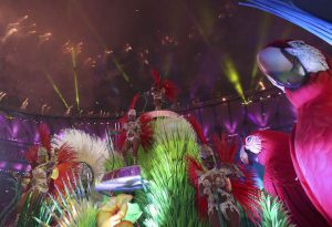 Performers take part in the closing ceremony of the Rio 2016 Olympic Games at the Maracana stadium in Rio de Janeiro on August 21, 2016