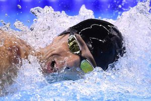 USA’s Michael Phelps compete in the Men’s 4x200m Freestyle Relay Final during the swimming event at the Rio 2016 Olympic Games at the Olympic Aquatics Stadium in Rio de Janeiro on August 9, 2016.