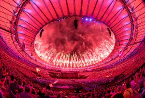 Fireworks over the roof during the closing ceremony of the Rio 2016 Paralympic Games at the Maracana Stadium in Rio de Janeiro, Brazil on September 18, 2016.