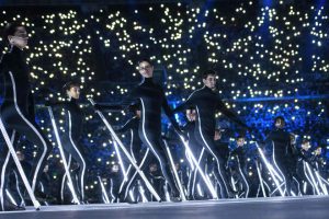 Performers dance with sticks during the opening ceremony of the Rio 2016 Paralympic Games at the Maracana stadium in Rio de Janeiro on September 7, 2016.