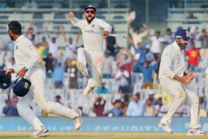 India’s cricket captain Virat Kohli celebrates after his teams victory in the fifth and final Test cricket match between India and England at The M.A. Chidambaram Stadium in Chennai on December 20, 2016.