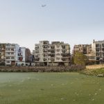 Shamshi lake facing residential buildings in Mehraulli