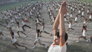 Children take part in a mass yoga session at a camp organised at a school ahead of International Yoga Day in Moradabad, Uttar Pradesh on June 13, 2017.