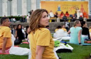 People take part in a mass yoga session during the 3rd International Yoga Day, June, 21 at the United Nations in New York City.