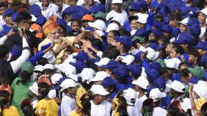 After concluding his speech the Prime Minister then came down to interact with children who had gathered at the Red Fort as part of the official programme.