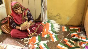 Independence day celebrations, in New Delhi. Tricolour related paraphernalia ranging from flags to face paint, clothing and banners sees exceptionally high demand among buyers in the days leading up to the eve of August 15.