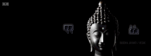 Buddha statue on black background