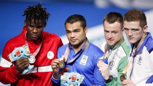 Vikas Krishan won the mens 75 kg gold by beating Dieudonne Wilfried Seyi Ntsengue of Cameroon in the final with a unanimous 5-0 decision by the judges in favour of the Indian