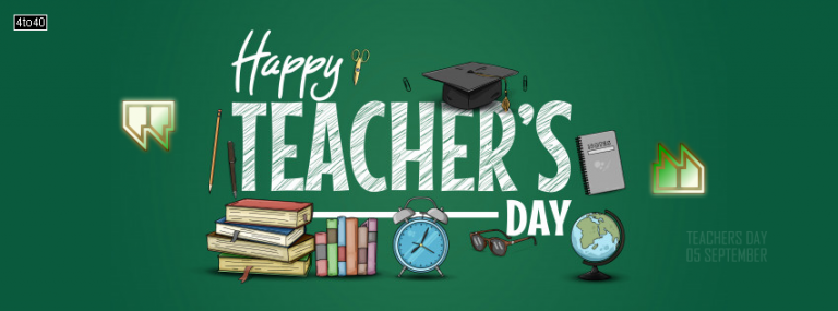 Happy teachers day banner with school supplies - Kids Portal For Parents