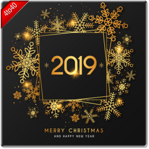 Elegant New Year Greeting Card with Golden Frame
