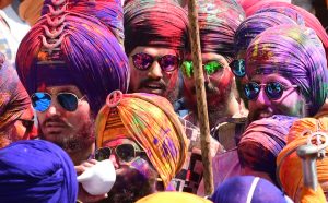 Nihang Sikhs participate in the Hola Mohalla celebration at the holy city of Anandpur Sahib on March 22, 2019