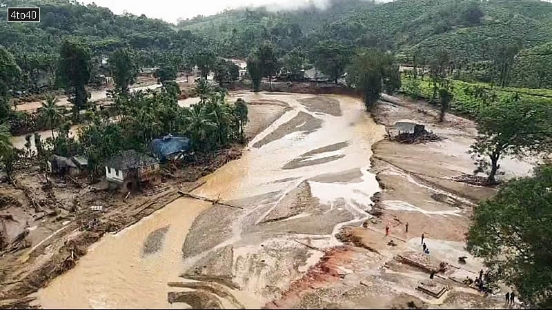 A drone view shows that the entire area in Chooralmala has been inundated