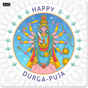 Hand drawn Durga Puja Greeting Card