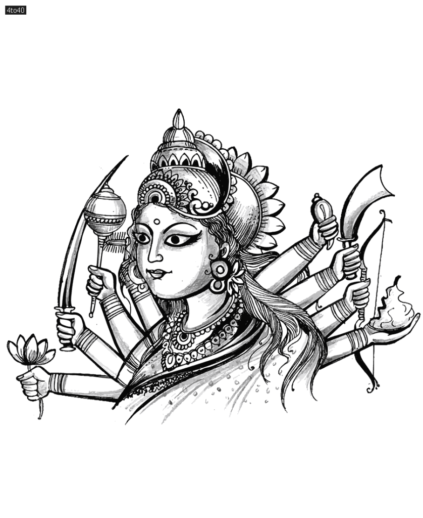 Hand draw happy Durga puja festival Indian holiday sketch - Kids Portal ...