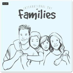 Hand-drawn family smiling World Family Day Greeting