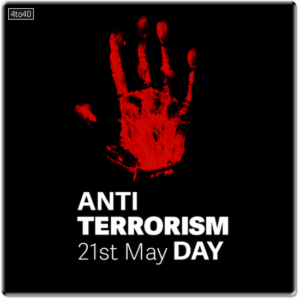 Anti terrorism day greeting with hand print