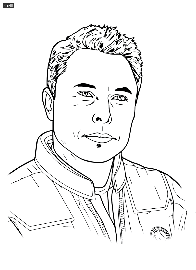 American businessman Elon Musk Coloring Page