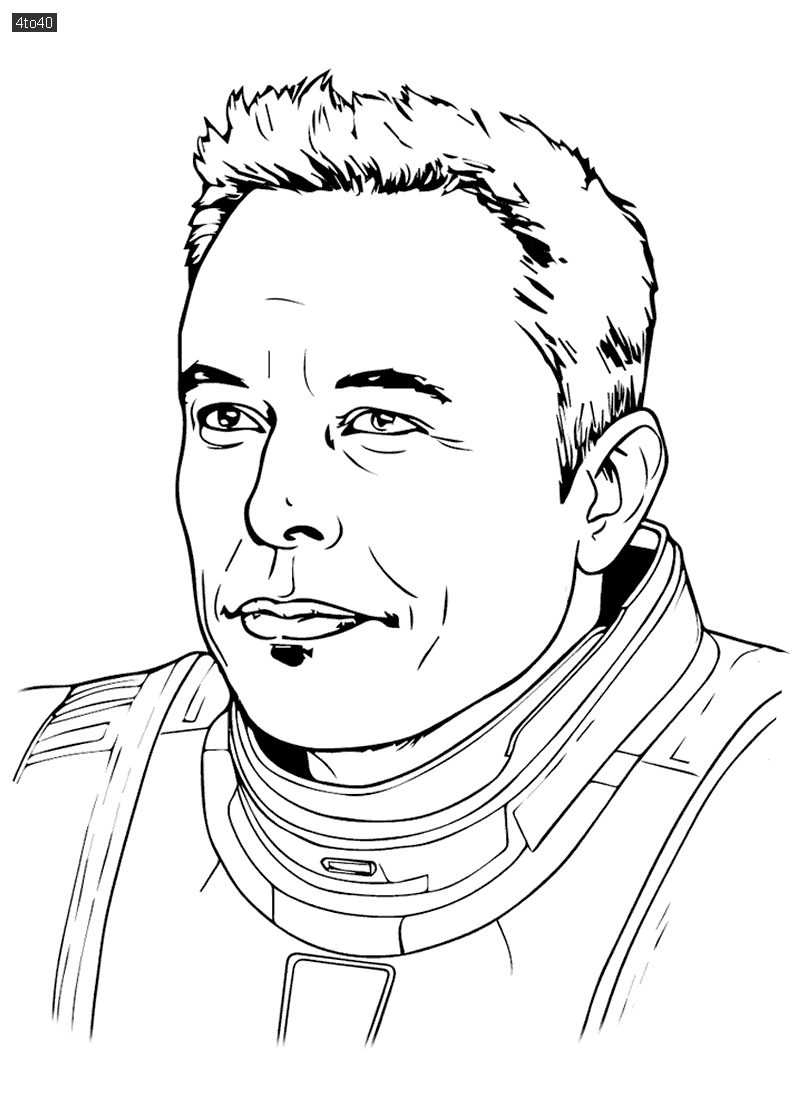 Elon Reeve Musk Coloring Sheet