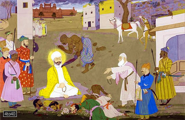 Painting depicting the execution of Guru Tegh Bahadur in Chandni Chowk in the year 1675