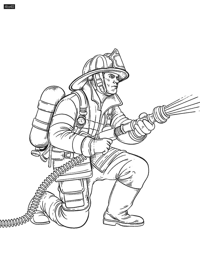 Firefighter Coloring Page For Children