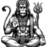 Lord Hanuman hand drawn sketch for coloring