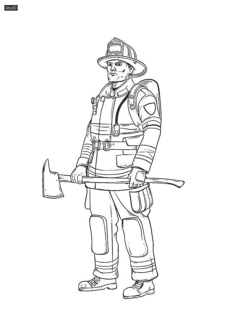 Printable firefighter coloring page