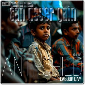 Children in pain - can never gain! - Anti-Child Labour Day Message Card