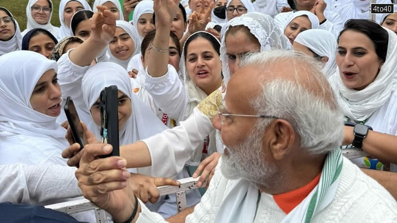 Prime Minister Narendra Modi led the 10th International Day of Yoga celebrations at the Sher e Kashmir International Convention Centre