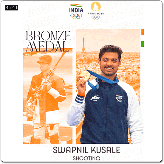 India's shooter Swapnil Kusale receives his bronze medal