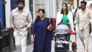 Ram Charan and Upasana, along with their daughter Klin Kaara, and Ram's parents, Chiranjeevi and Surekha