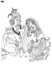 Lord Krishna in loves with Radha playing flute