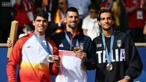 Novak Djokovic beat Carlos Alcaraz 7-6 (3), 7-6 (2) in the men’s tennis singles final at the 2024 Games