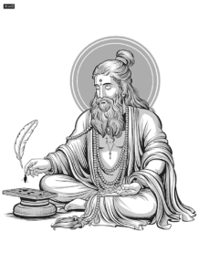 Sage Valmiki composing the Ramayana