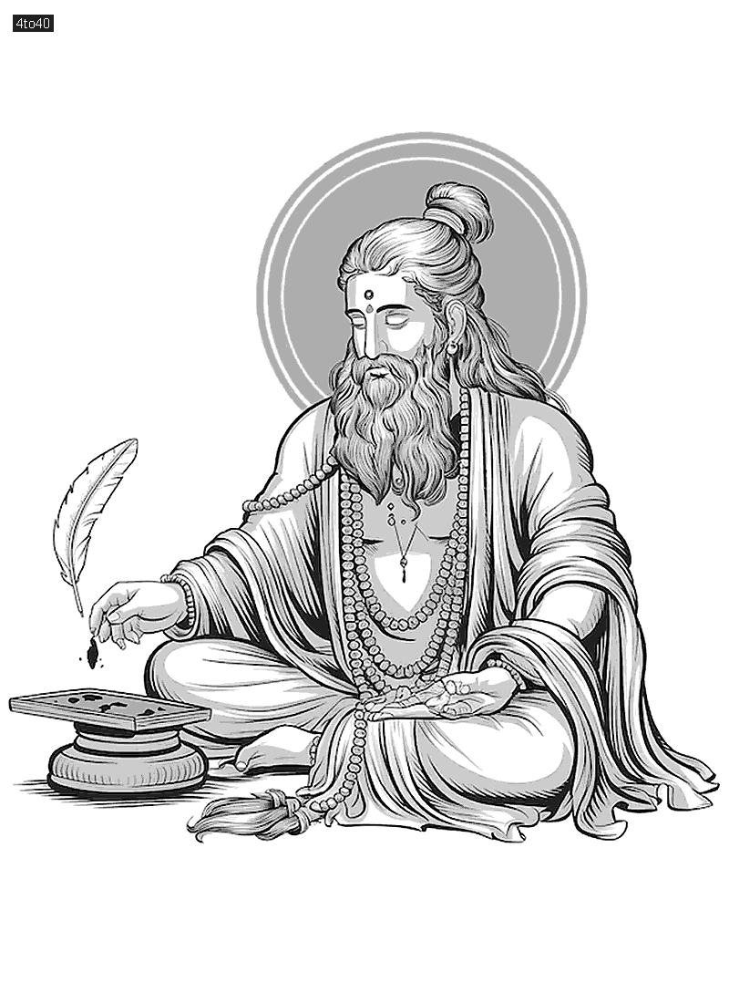 Sage Valmiki composing the Ramayana