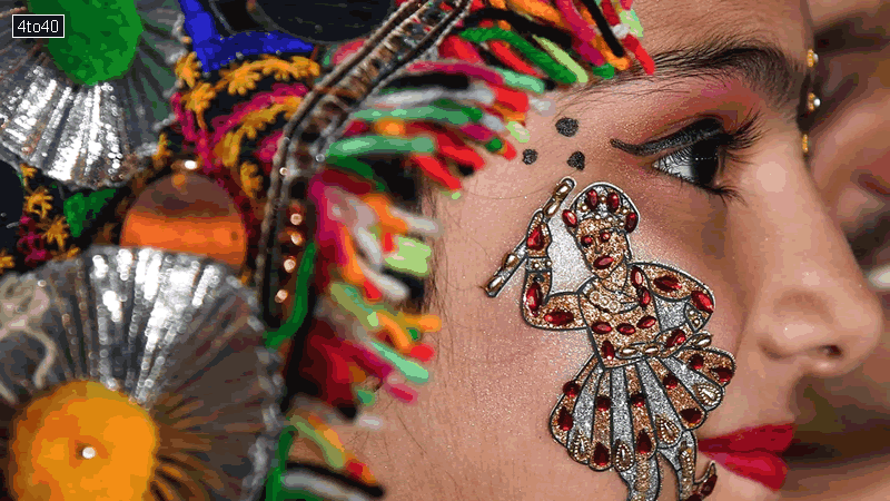 Face tattooed during performance of garba dance