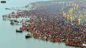 Devotees during Chhath Puja festival, at Ganga Ghat in Patna