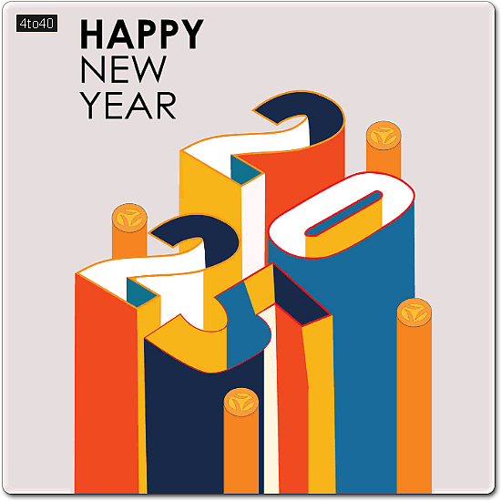 Happy New Year 2025 Greeting Card Typography