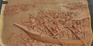 Sculpture depicting the naval battle of Saraighat