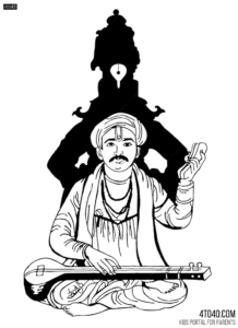 Sant Tukaram Maharaj and Lord Vitthal coloring Page