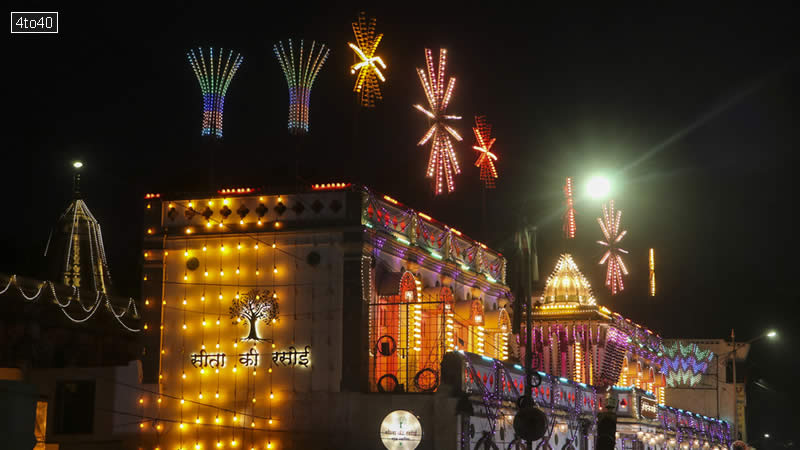 An illuminated Poddareshwar Ram Temple ahead of Ram Navami festival celebration, in Nagpur
